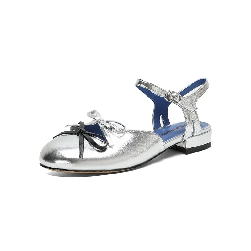 cowhide bow comfortable low Heel
