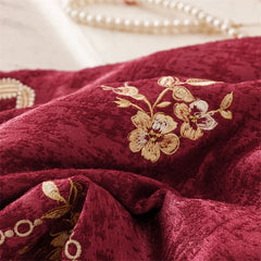 Luxury Gold Embroidery Wedding 4/5Pcs Bedding Set