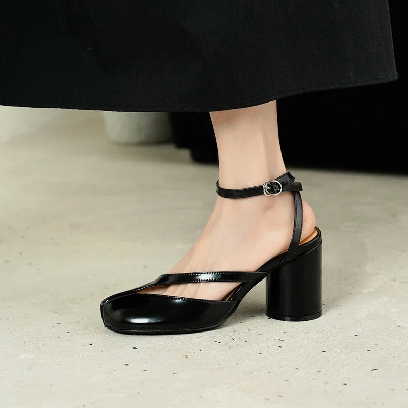 leather cowhide round toe toe