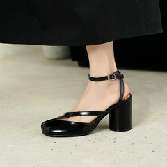 leather cowhide round toe toe