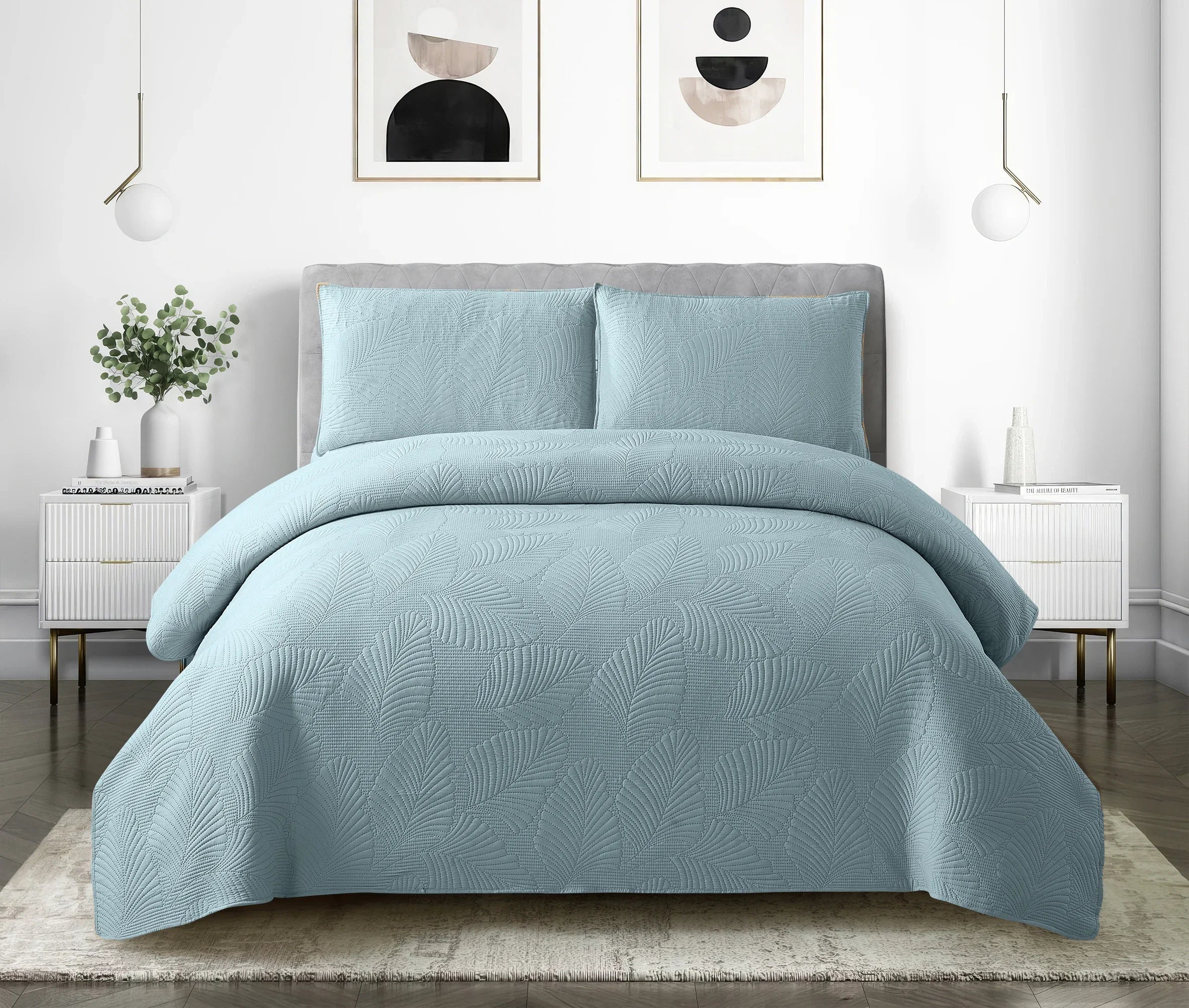3pcs Luxury Quilted Microfiber Bedspread Coverlet Bedding Set
