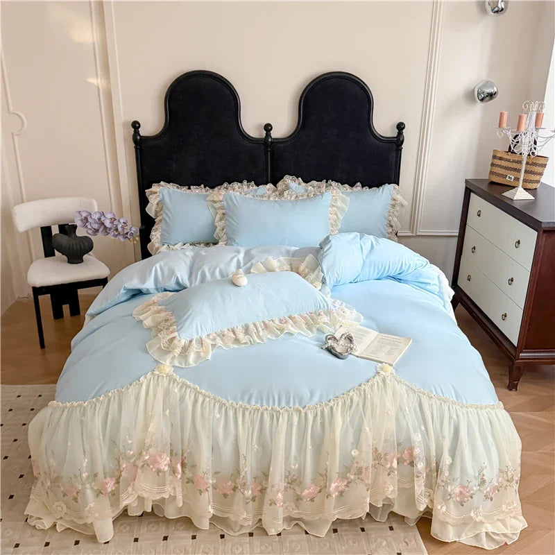 4Pcs Princess Wedding Bedding Set