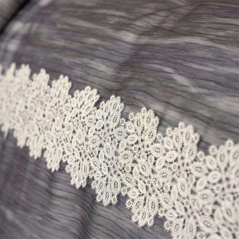 1000TC Lyocell Cotton Soft Silky Elegant Lace Luxury Bedding Set