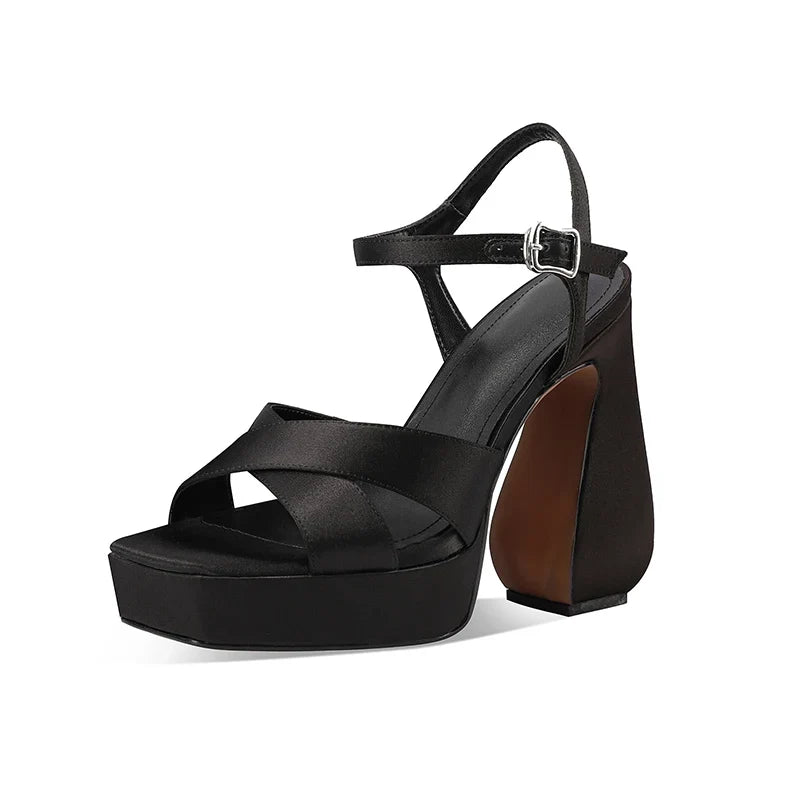 Purple Silk Platform Sandals