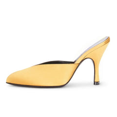Yellow Satin Stilettos Heels