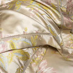 Premium 100S Egyptian Cotton Floral Jacquard Luxury Bedding Ultra Soft Duvet Cover Set Flat/Fitted Bed Sheet Pillowcases 4Pcs