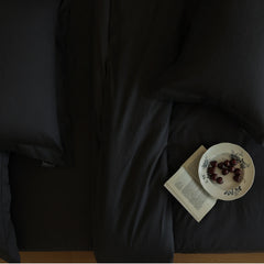 Simple Solid Color Luxury Black Bedding Set