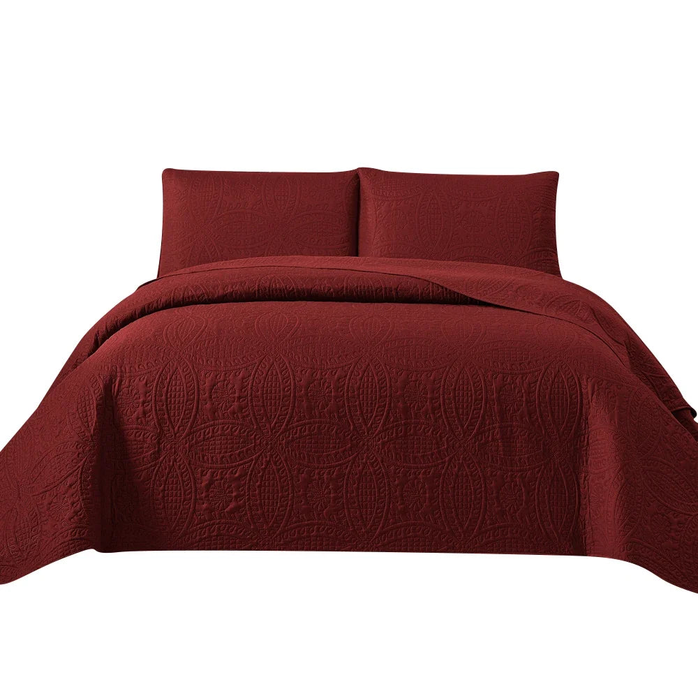 3pcs Luxury Quilted Microfiber Bedspread Coverlet Bedding Set