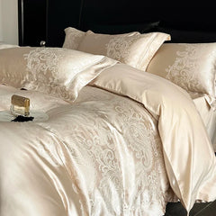 Satin Jacquard 1000TC Egyptian Cotton Patchwork European Luxury Bedding Set