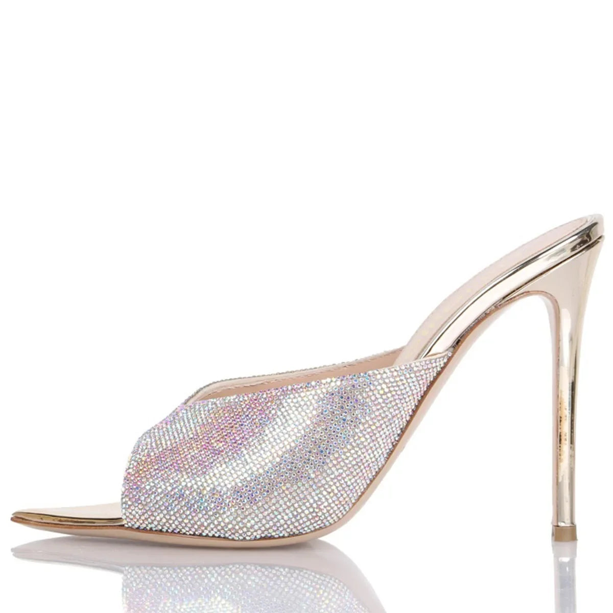 Peep toe Slippers Pointed toe pull-on Super high Heel