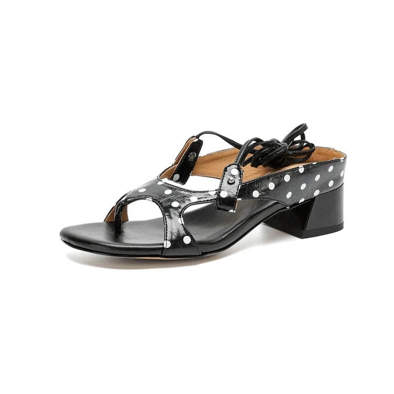 printed polka dot cowhide mid Heel