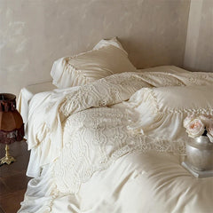 French Elegant Lace Ruffles Princess Wedding Bedding Set