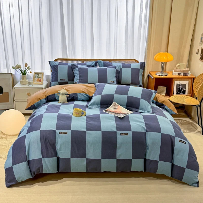 High Quality 100% Cotton Duvet Cover Set Modern Striped Printed Bedding Set