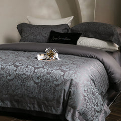European Style Luxury Lyocell Cotton Jacquard Bedding Set, Soft Silky Duvet Cover Set, Pillowcases, Bed Sheet/Fitted Sheet, 4Pcs