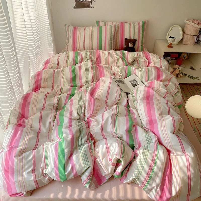 Washed Cotton Stripe Bedding Set