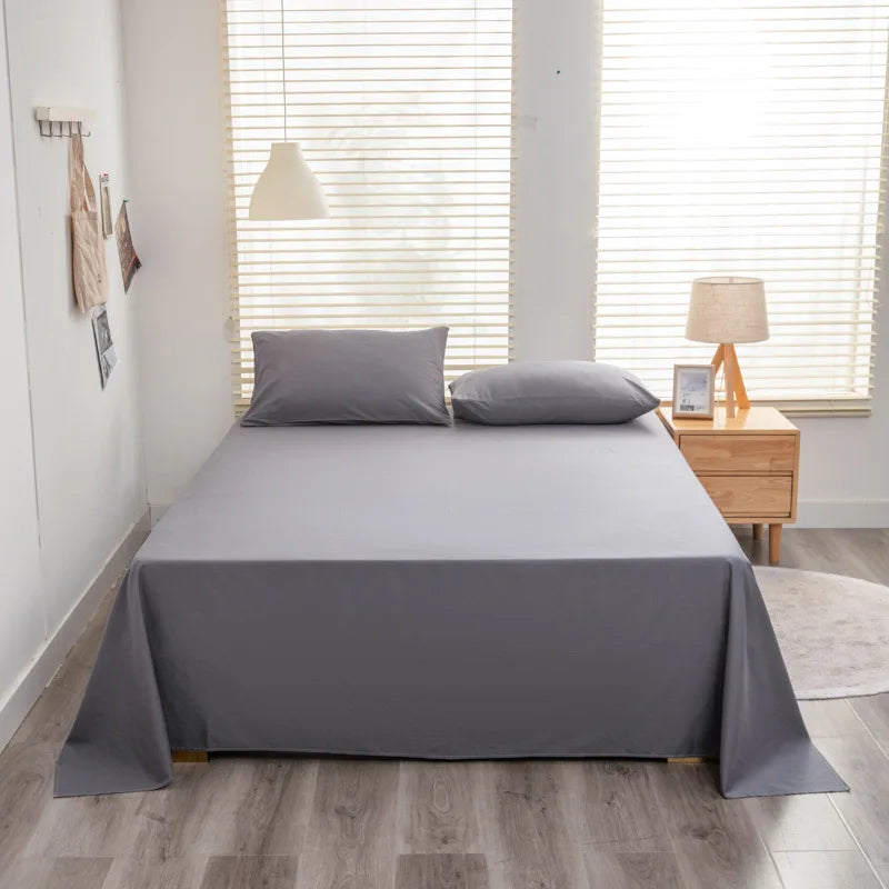 Solid Color Cotton Bed Sheet Single Double Mattress Covers Super Soft Queen King Bedspread Soft Bed Linen Home Decor