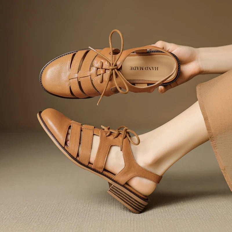 leather cowhide mid Heel
