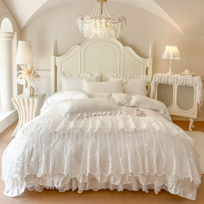 4/6Pcs Princess Wedding Bedding Set