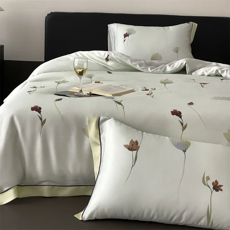 Luxury Organic Bamboo Soft Silky Printing Bedding Set