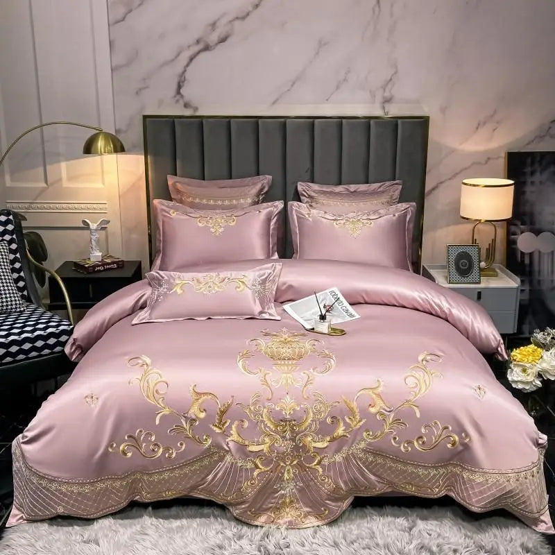 Chic Embroidery Satin Cotton Bedding Set