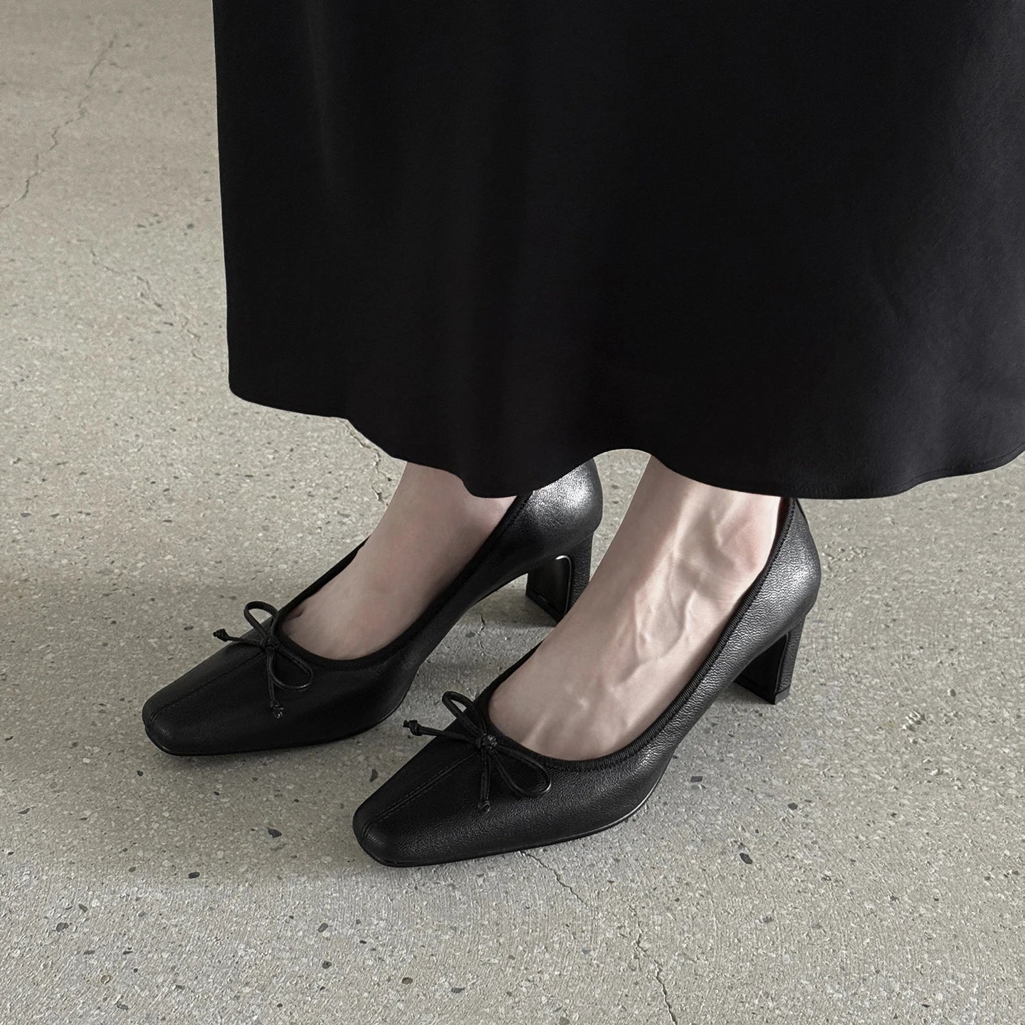 sheepskin square toe pull-on Chunky Heels