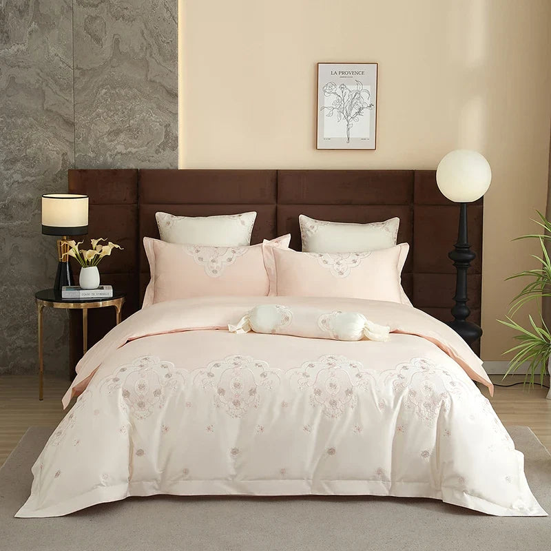 1000TC Egyptian Cotton Blooming Flower Embroidery Luxury Bedding Set