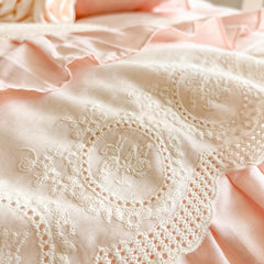 Pink Korean Princess Wedding 100% Cotton Bedding Set