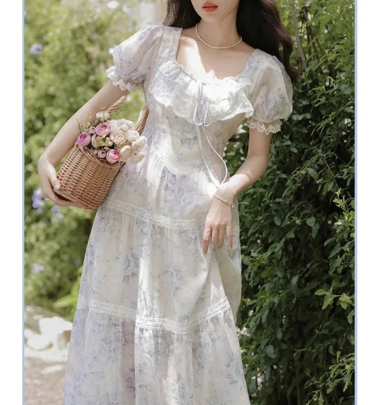 Lily-Blue Rose Cottagecore Princess Dress