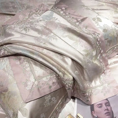 1000TC Egyptian Cotton Flowers Jacquard Embroidery Luxury Bedding Set