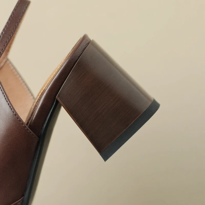 and cowhide thick Heel