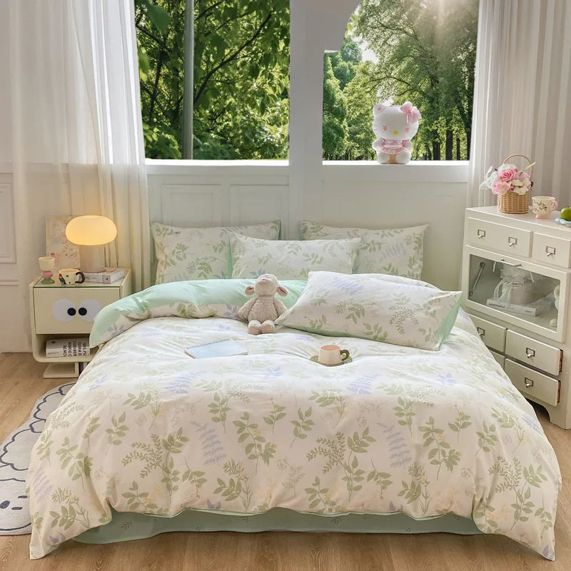 Cotton 4 Piece Bed Set Soft Breathable Bedding