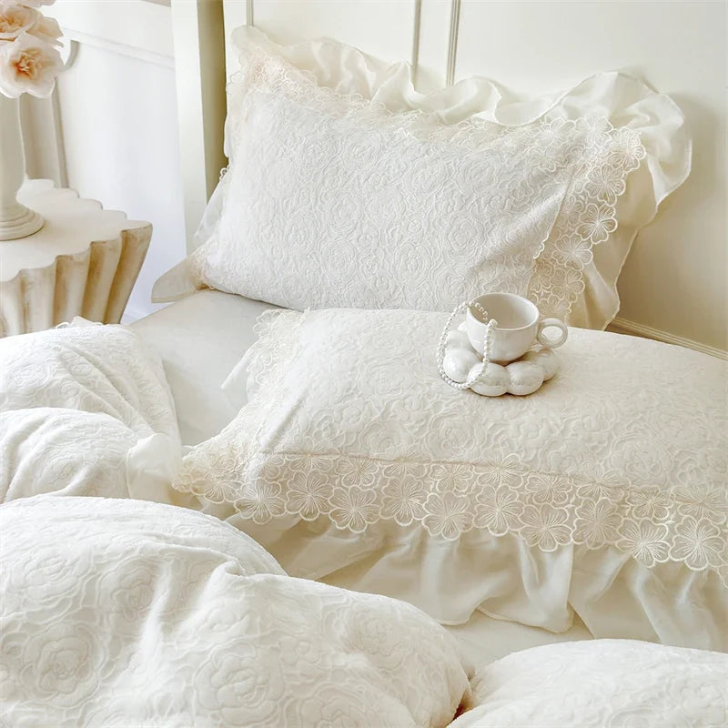 Romantic Lace Ruffles Princess Style Bedding Set