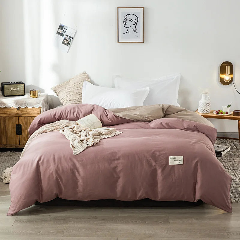 1PC Cotton Single Double Quilt Cover Simple Solid Color Korean Version Duvet Covers Skin Friendly Bedding Comforters Covers