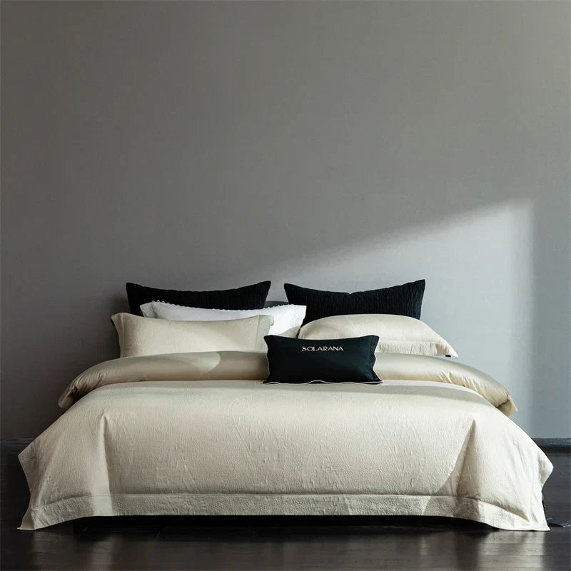 1000TC Egyptian Cotton Thick Weave Jacquard Luxury Solid Color Bedding Set