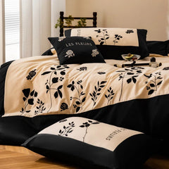 Rose Flowers Embroidery Luxury Bedding Set