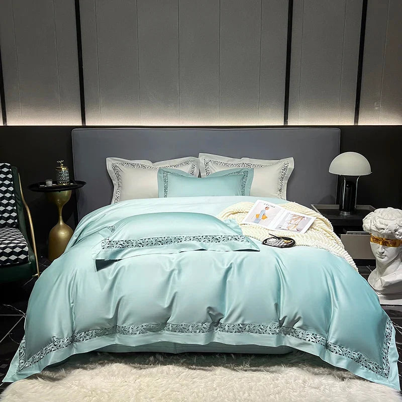 Premium 1200TC Egyptian Cotton Hollow Wide Edge Luxury Bedding Set