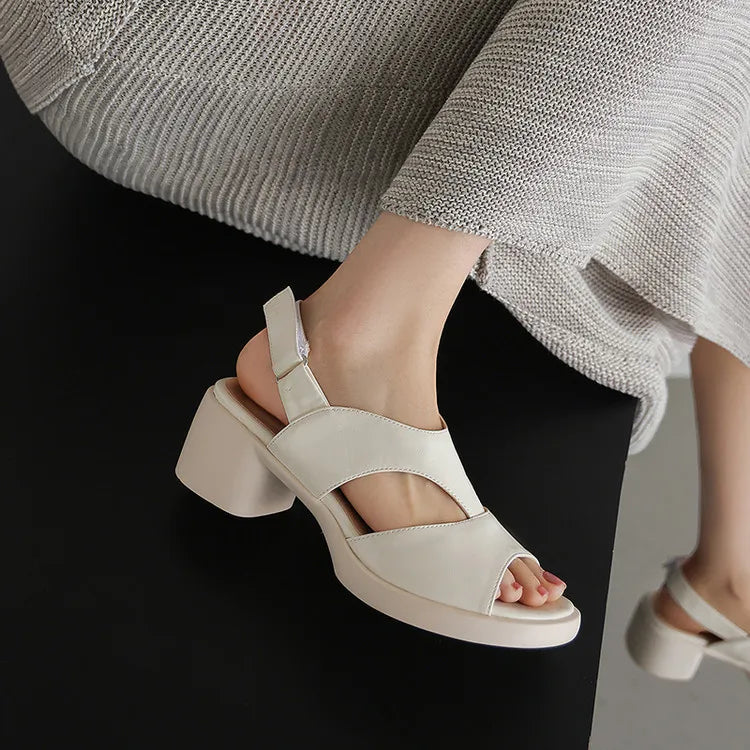 Comfortable Leather Chunky Heel