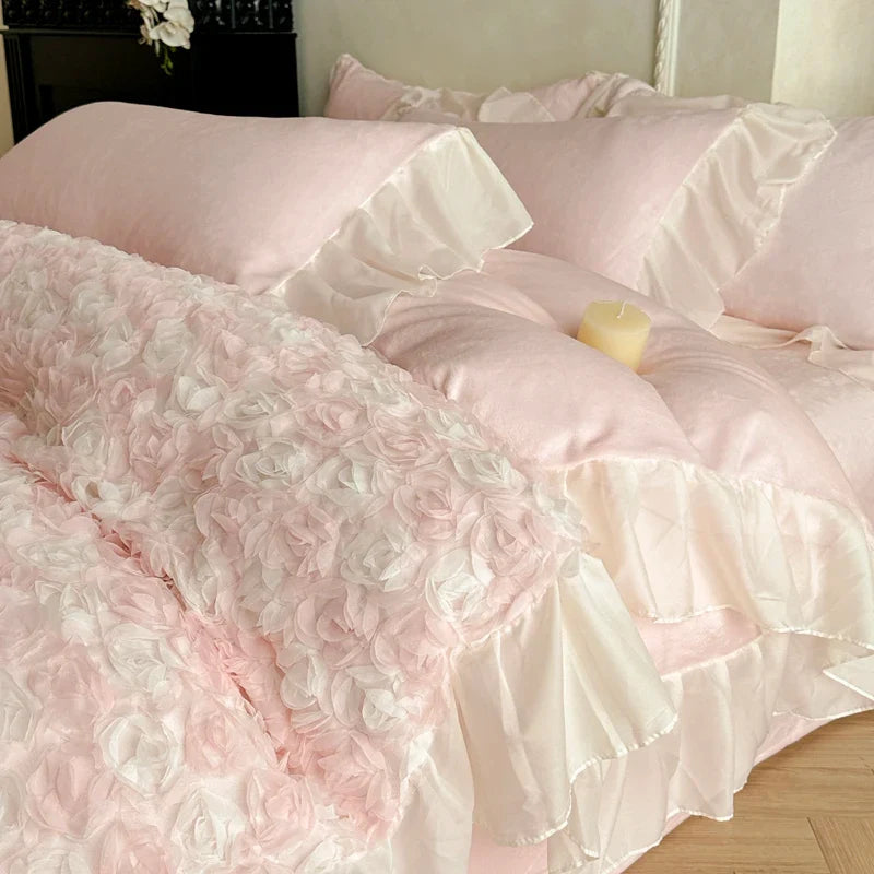 Princess Style Velvet Warm Winter Bedding Set