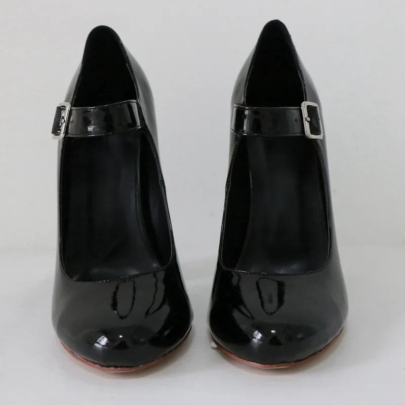 Patent Leather Belt buckle high-heeled Shoes