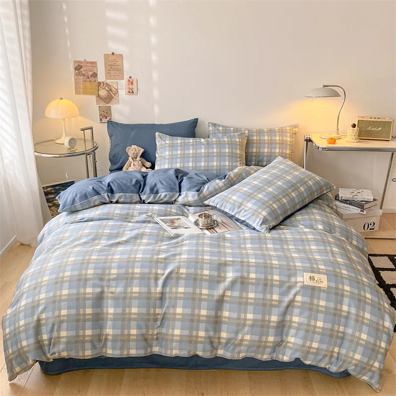Spring 100% Cotton Duvet Cover Set Fashion Floral Printed Queen Bedding Set