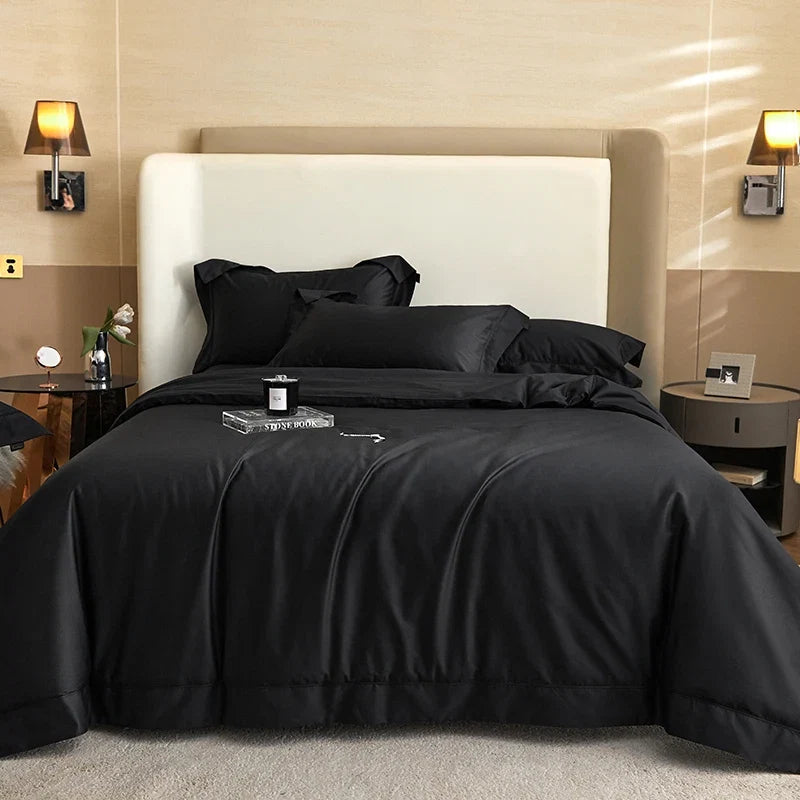 Luxury 1400TC Egyptian Cotton Soft Silky Black Bedding Set