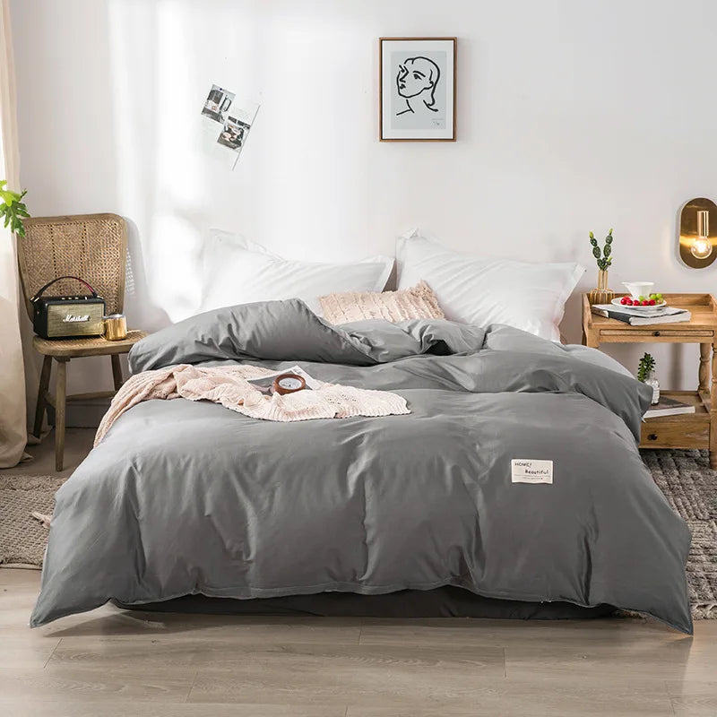 1PC Cotton Single Double Quilt Cover Simple Solid Color Korean Version Duvet Covers Skin Friendly Bedding Comforters Covers