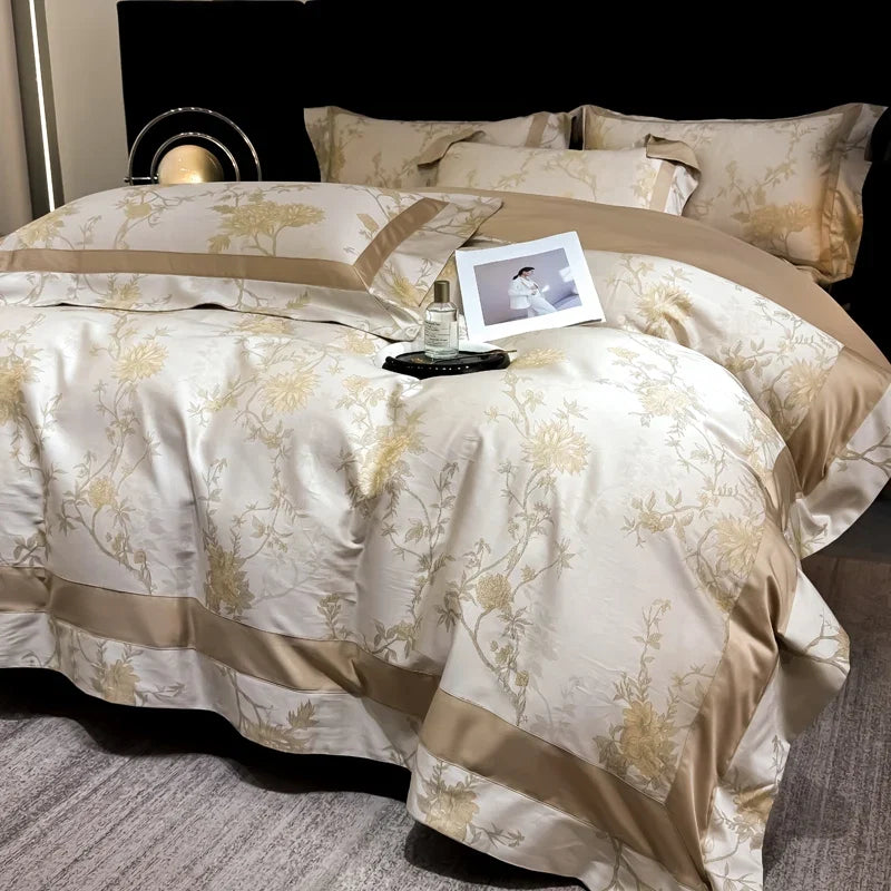 1000TC Lyocell Cotton Jacquard Patchwork European Luxury Bedding Set