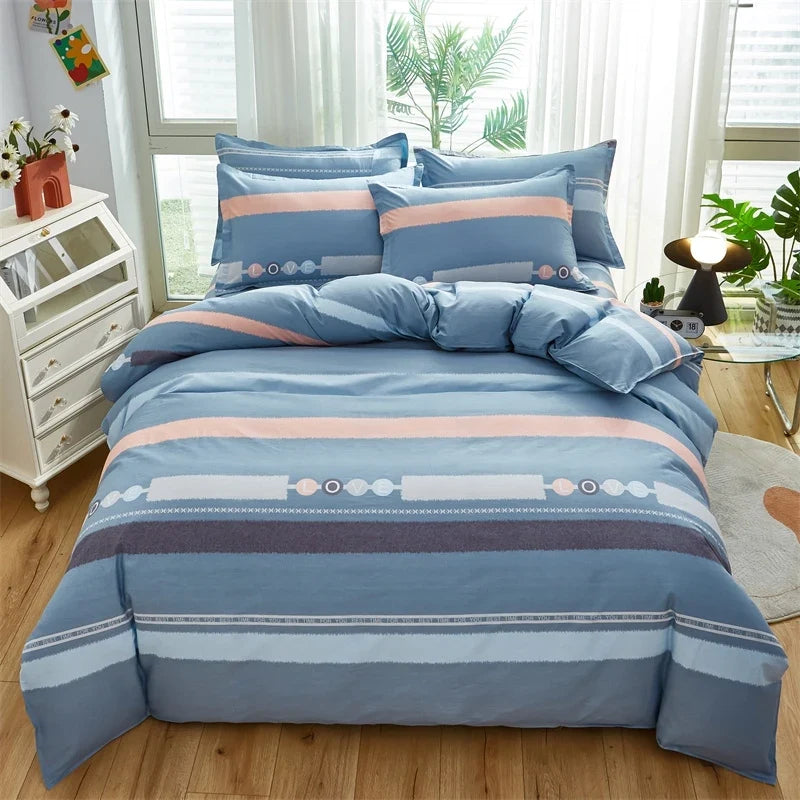 Nordic All Cotton plaid comforter cover for double bed 100% Pure Cotton Quilt cover 1pcs soft Simple Duvet cover King Queen Size