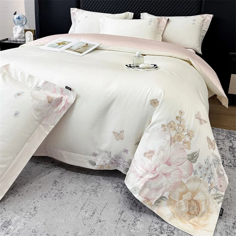 Luxury Floral Embroidery Bedding Set