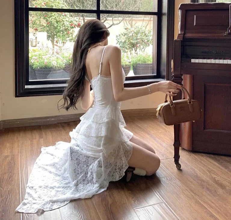 Daisy Wings White Lace Fairycore Coquette Dress