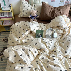 Kids Duvet Cover Set Cute Cartoon No Filler Single Queen Size Girls Boys Flat Sheet Pillowcase Spring Summer Soft Bed Linens