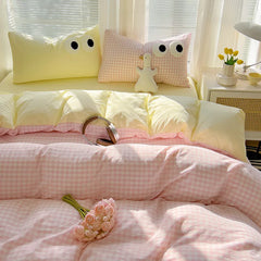 Japanese Plaid 3/4PCS Duvet Cover Set All Seasons Bedding Set