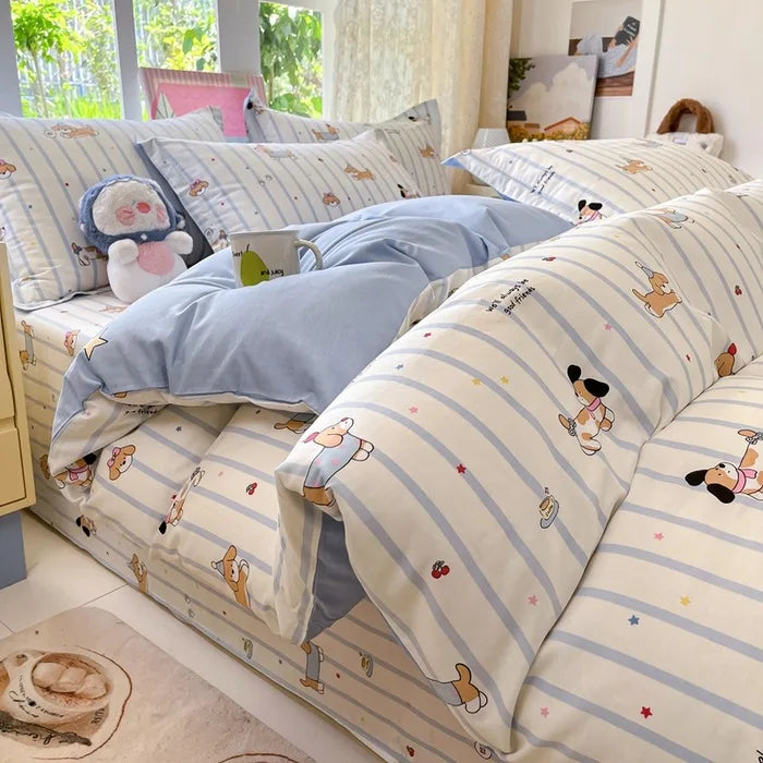 Korean Printed Duvet Cover Twin Queen Soft Comforter Covers Washable Single Double Bedding Home Quilts Cover  (No Pillowcase)