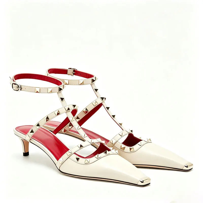 Rivet Studded Kitten Heels